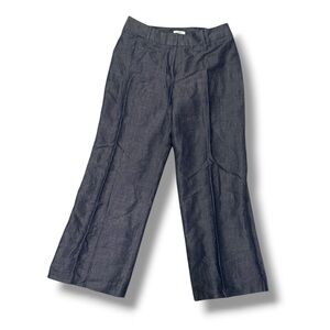 LOFT Dark Gray Blue Wide-Leg Trousers